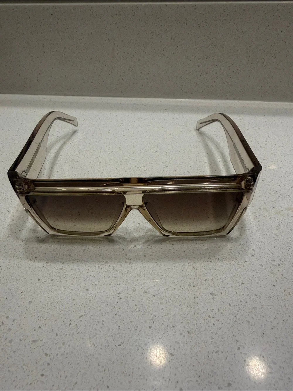 Celine Transparent Brown Rectangular Women's Sunglasses CL40030F flattop sunglas